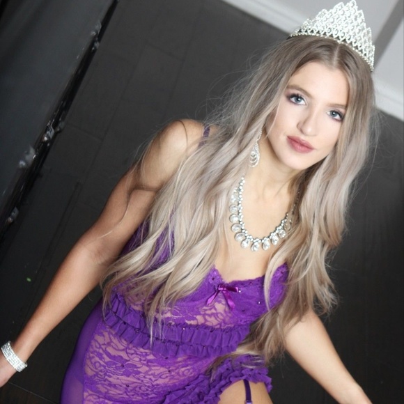 Custom Purple Chemise Lingerie with Swarovski Rhinestones - Handmade Luxury - Picture 2 of 4